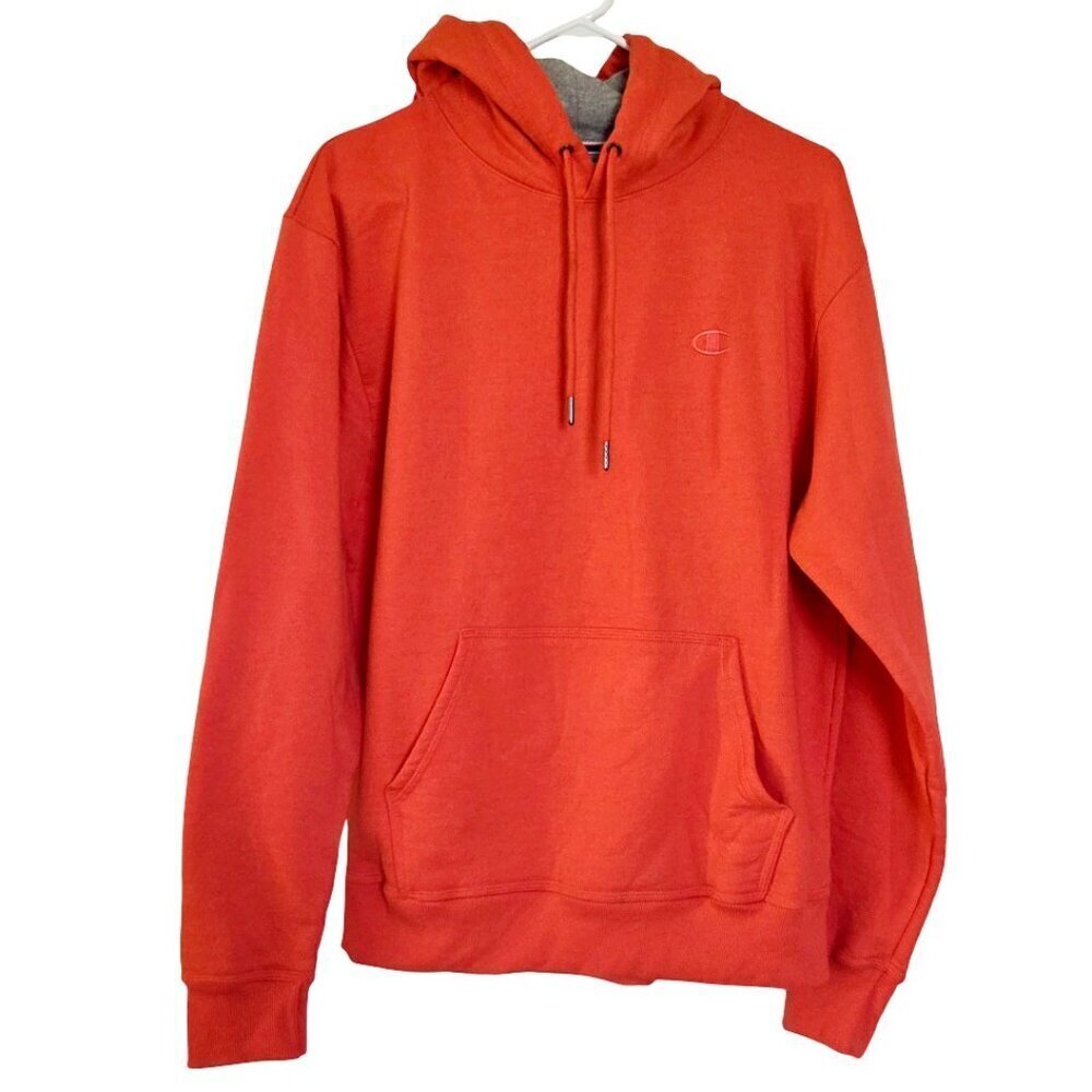 Champion Hoodie Sweatshirt Men Medium Orange Fleece Casual Relaxed Fit Athletic